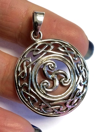 Triskele in Celtic Knotwork Pendant from Silver Symbolic Jewellery