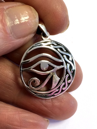 Celtic Crescent Moon Eye of Horus Pendant from Silver Symbolic Jewellery