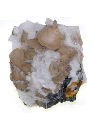 Calcite on Quartz from Douglas Creba Collection